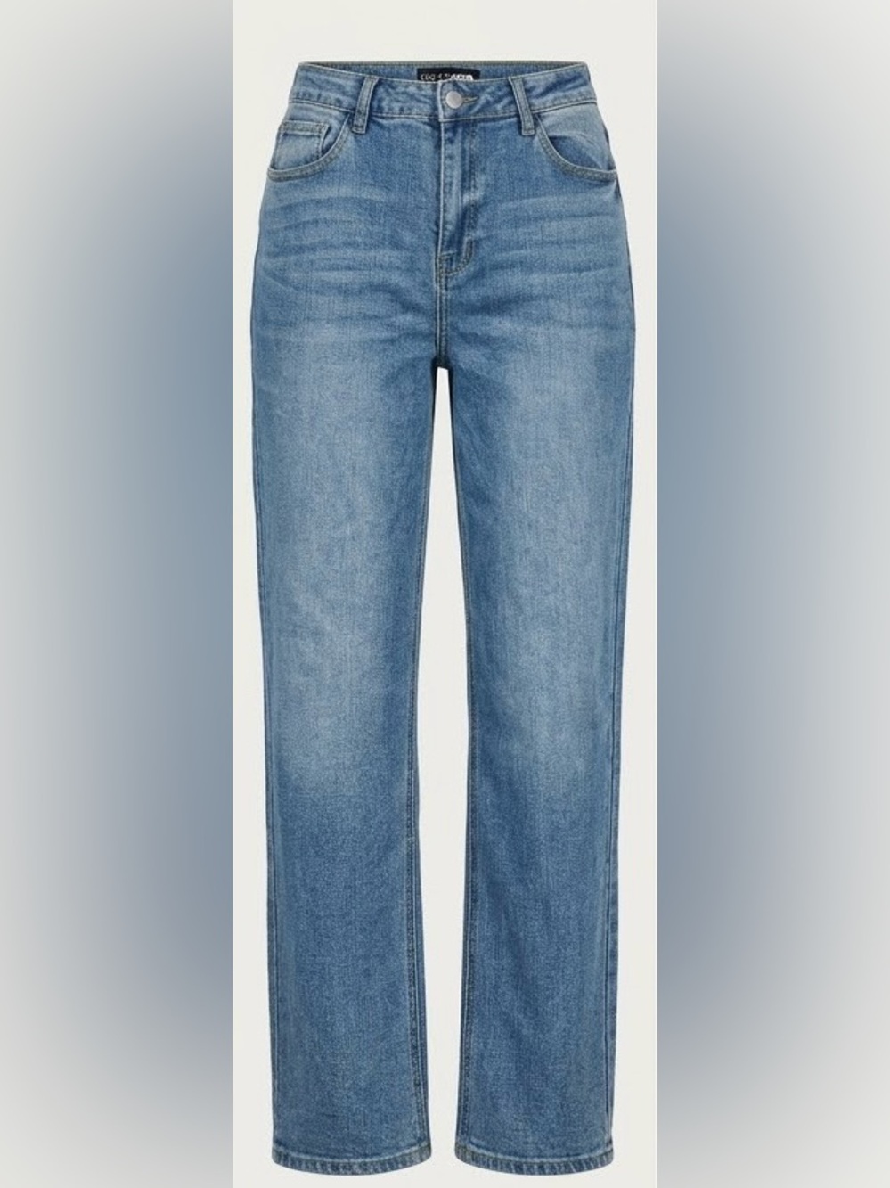 Fashion Nova Mid-Rise Light Blue Straight Leg Jeans